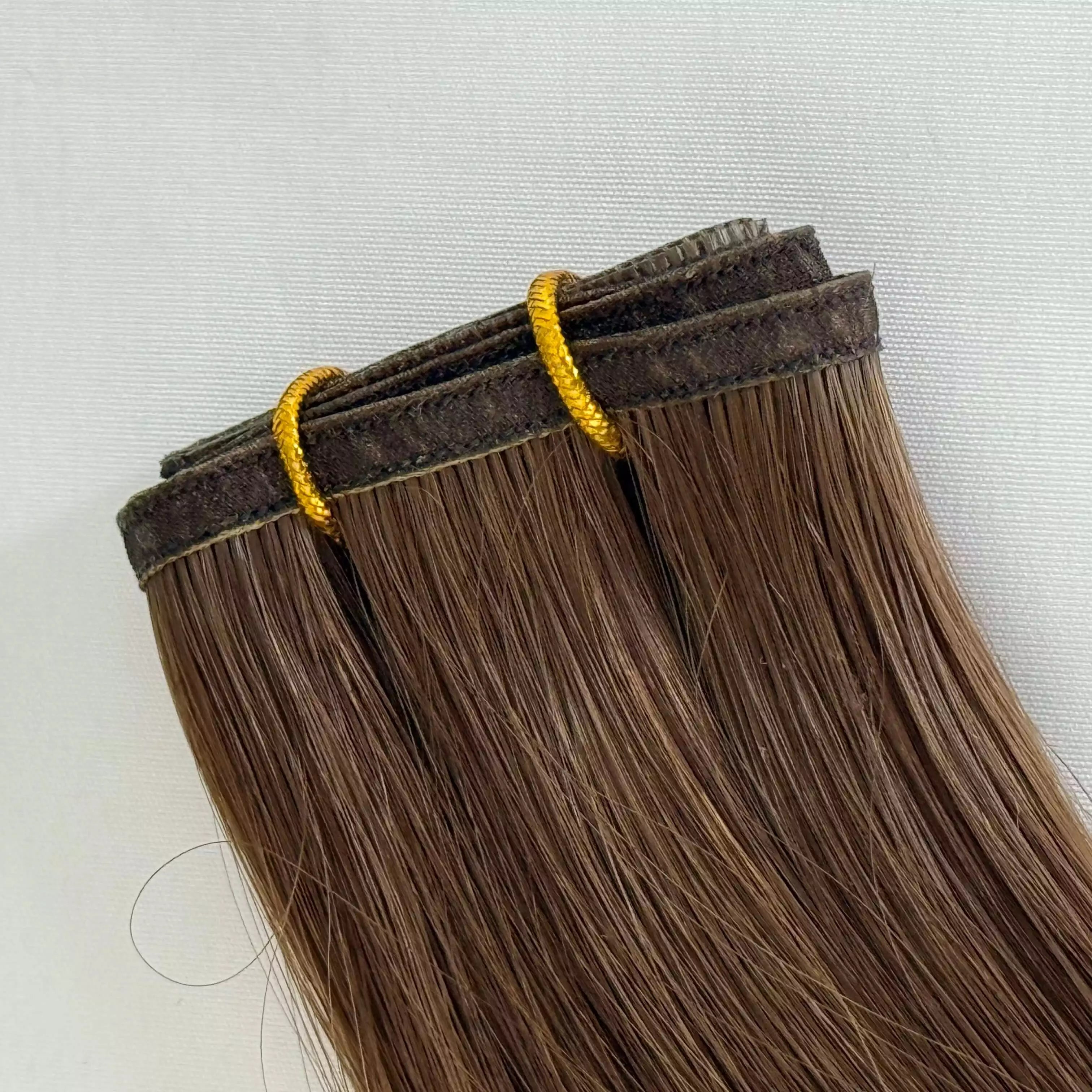 [Final Sale] Virgin Human Hair Extensions Flat Silk Weft (#4) 18” 50G