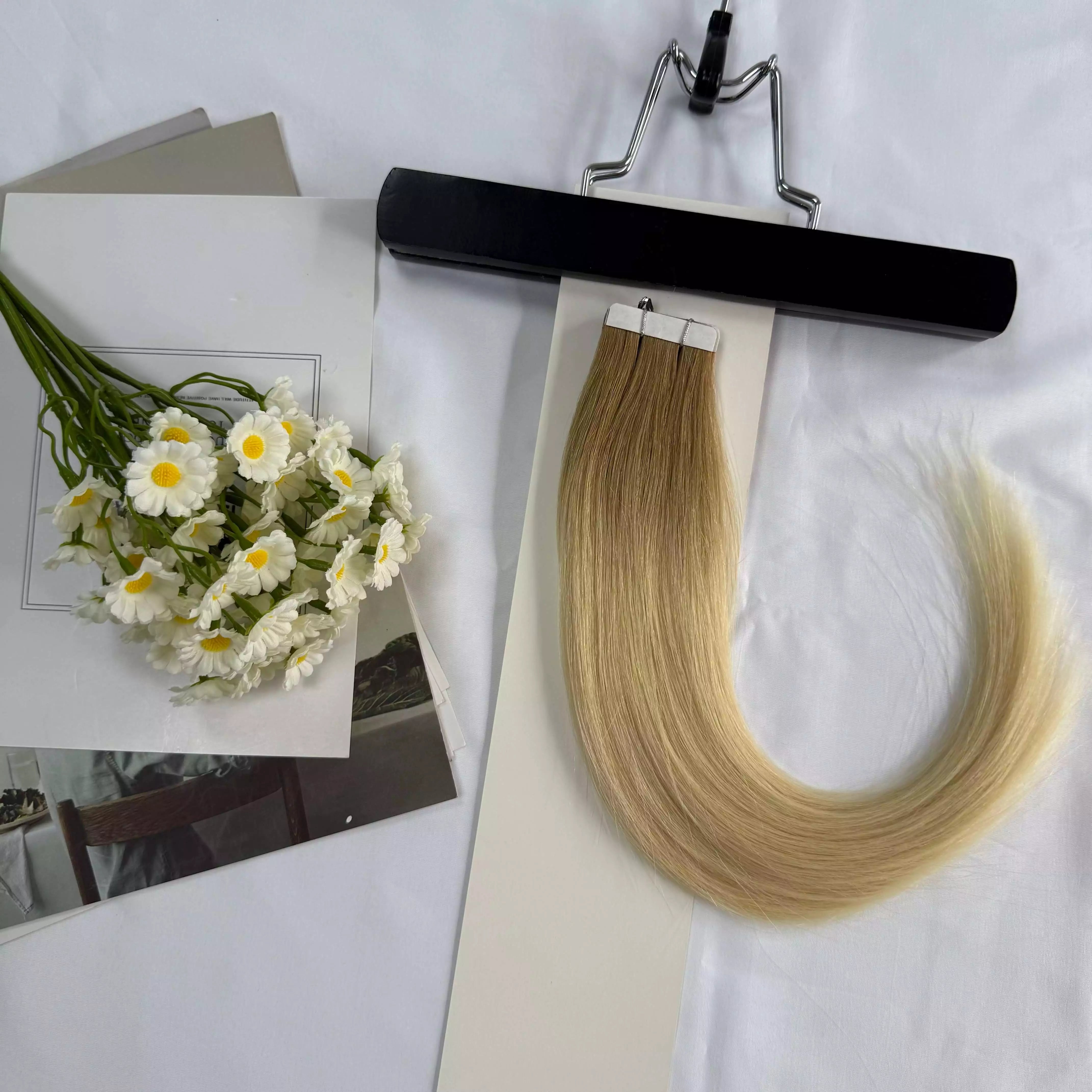 [Final Sale] Virgin Human Hair Extensions Tape Ins Blonde (#R12T60) 14”