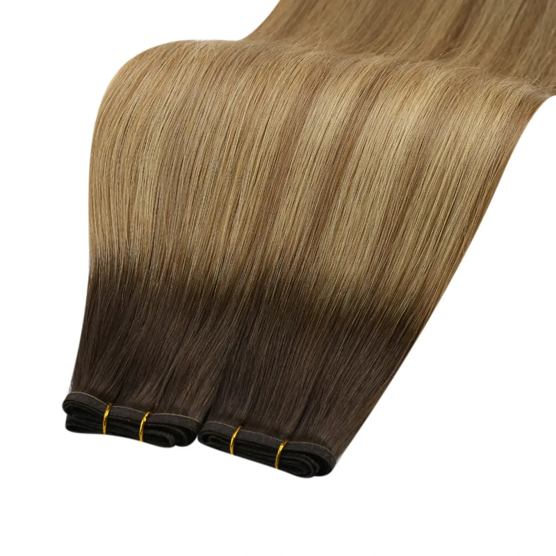 Load image into Gallery viewer, Weft hair extensions human hair - Weft human hair extensions - Human hair weft bundles - Weft sew in hair extensions - Balayage blonde hair extensions
