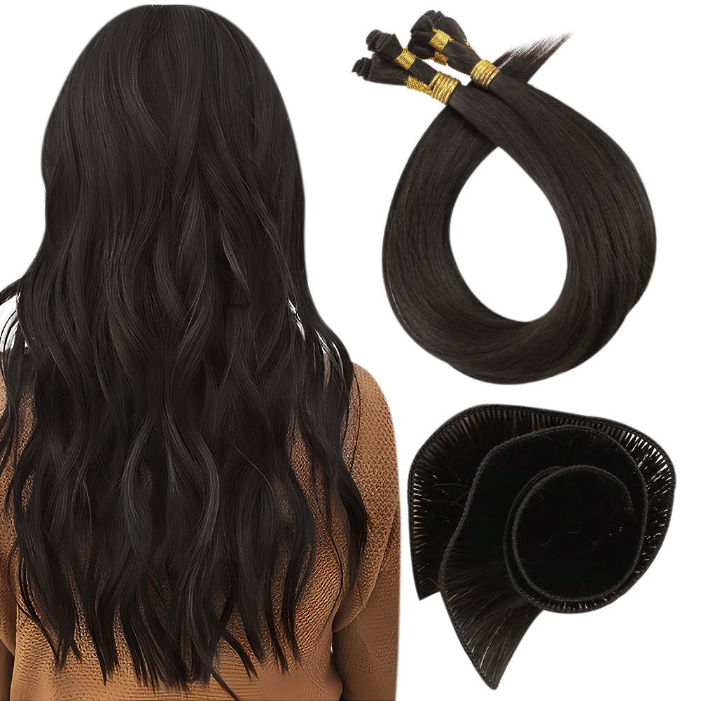 16 inch dark brown hand tied weft hair
