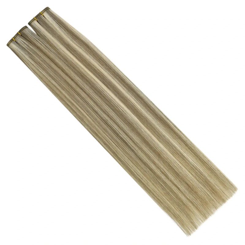 Load image into Gallery viewer, Weft hair extensions human hair - Weft human hair extensions - Human hair weft bundles - Weft sew in hair extensions - Balayage blonde hair extensions - Virgin human hair extensions - Human hair extensions weft - Weft hair - Balayage blonde weft extensions
