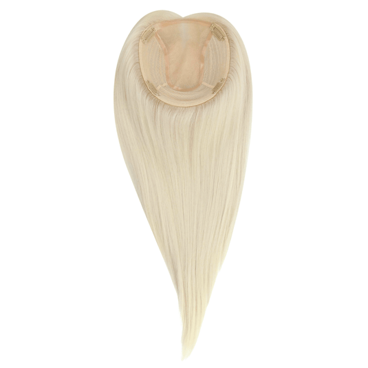 Light blonde hair topper on a white background