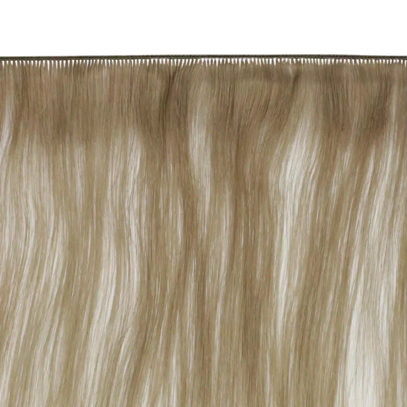 Load image into Gallery viewer, thin, seamless hand tied weft hair for volume and comfort virgin hair hand tied weft with strong, flexible weft track
