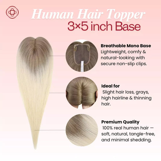 hair topper for women blonde human hair topper for thinning hair