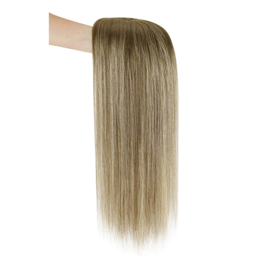 A long, straight hair piece shown on a mannequin head form against a plain white background.