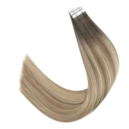 balayage brown tape in hair extensions moresoo brazilian virgin hair invisible tape ins