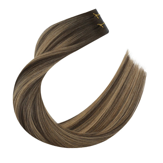 Brown butterfly weft hair extension on a white background