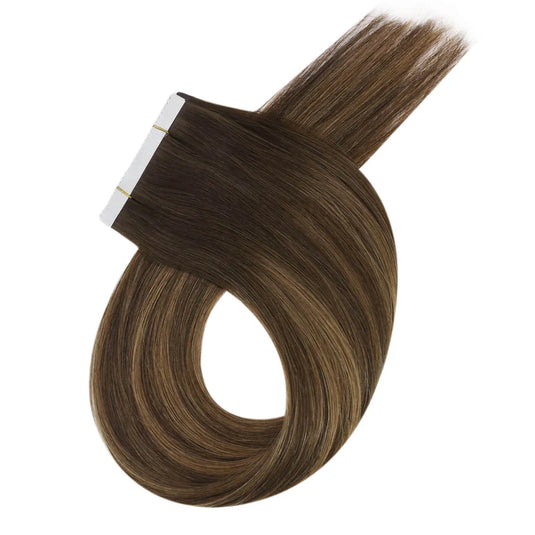high-quality brown tape in extensions, invisible platinum blonde hair extensions, salon-grade platinum blonde tape in, 16-inch brown tape in hair, brown blonde hair tape in, 18-inch platinum blonde extensions, durable platinum blonde tape in, platinum blonde tape in for salon professionals