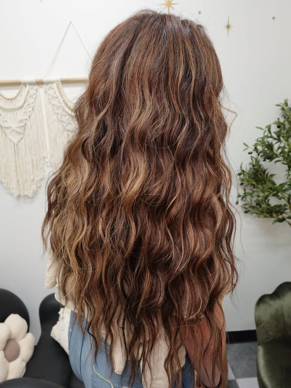 Virgin Human Hair Tape In Extensions Brown Balayage Dark Brown (#DU)