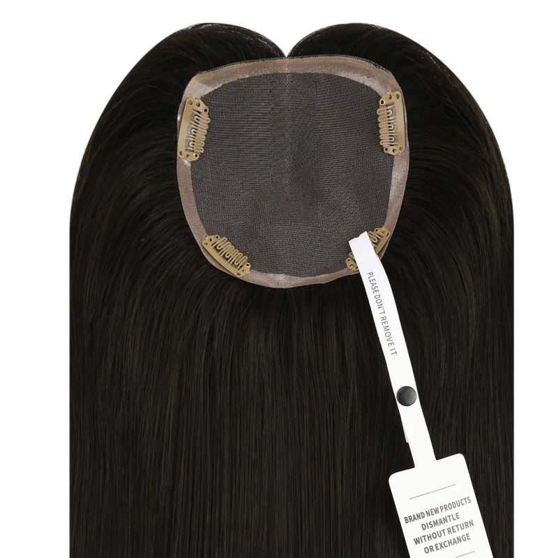 Load image into Gallery viewer, natural black hair topper for thinning crown human hair topper hair piece

