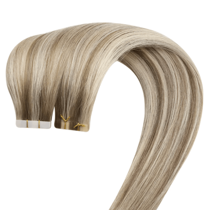 Load image into Gallery viewer, moresoo tape in hair extensions best tape in hair virgin remy human hair tape in hair extensions blonde hair extensions
