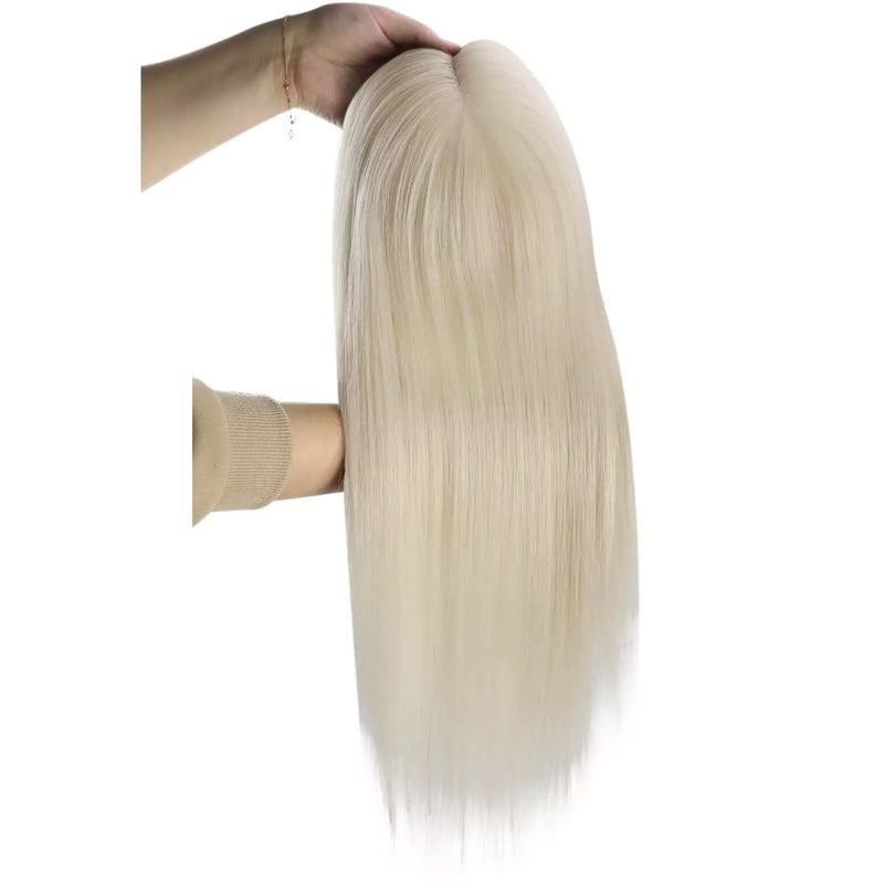 Load image into Gallery viewer, blonde topper hair virgin human hair natural and soft hairpiece hair topper hair topper for thinning crown hair topper for women human hair topper hair piece topper hair best hair topper hair topper women real hair topper hair extensions hair topper for thinning hair
