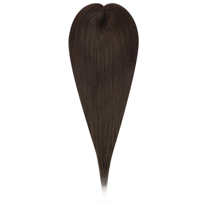 Load image into Gallery viewer, black human hair topper designed to blend naturally with light hair shades for invisible coverage
