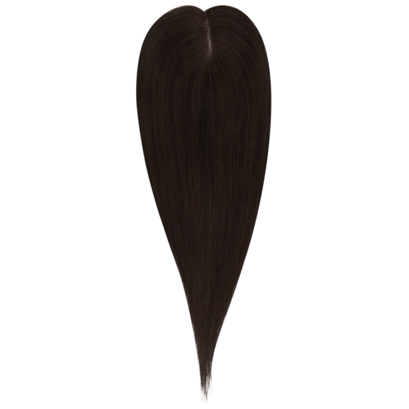 Load image into Gallery viewer, 3&quot;x5&quot; Mono Base Virgin Human Hair Topper Darkest Brown #2
