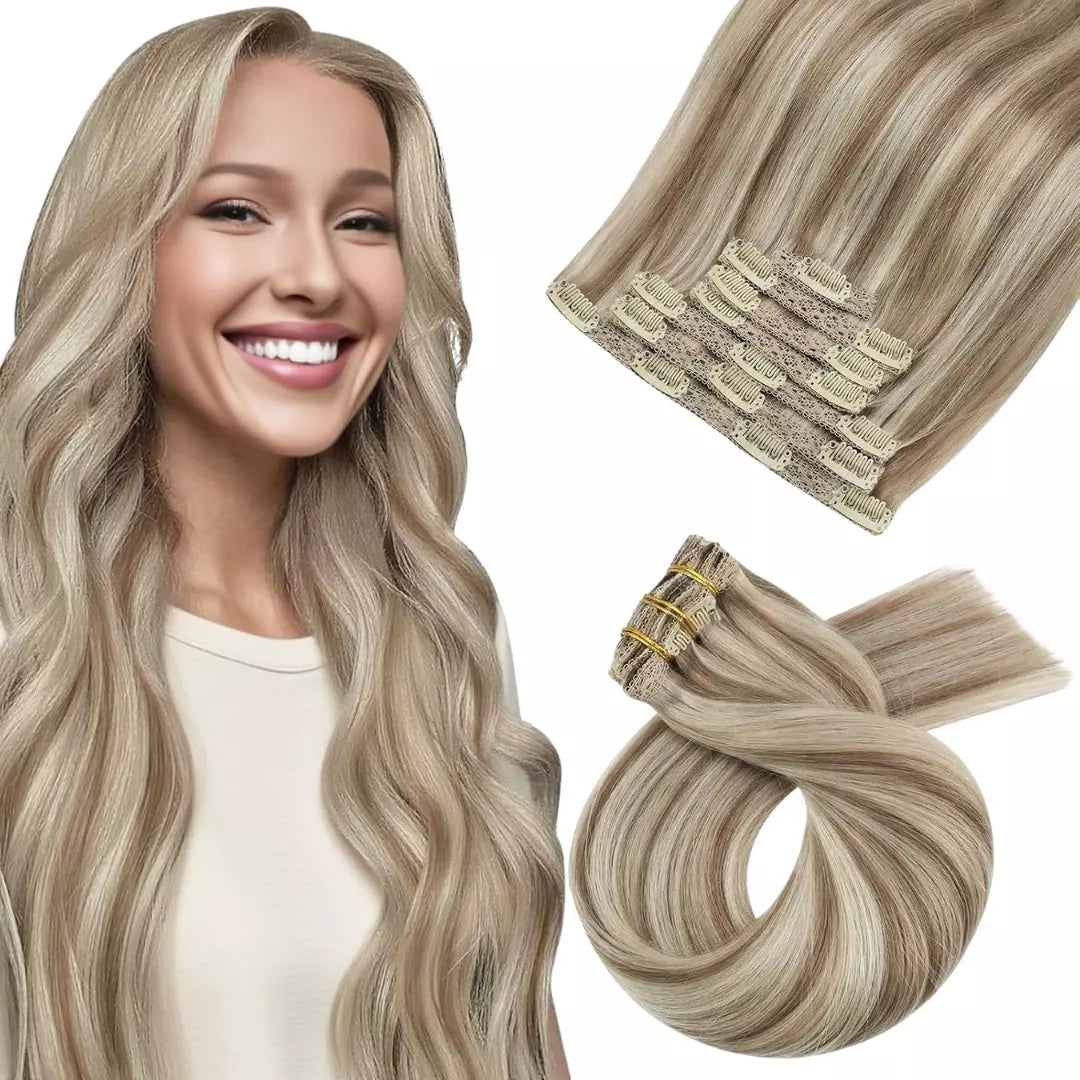 Moresoo Double Weft Clip In Hair Extensions Remy Hair  display picture 3