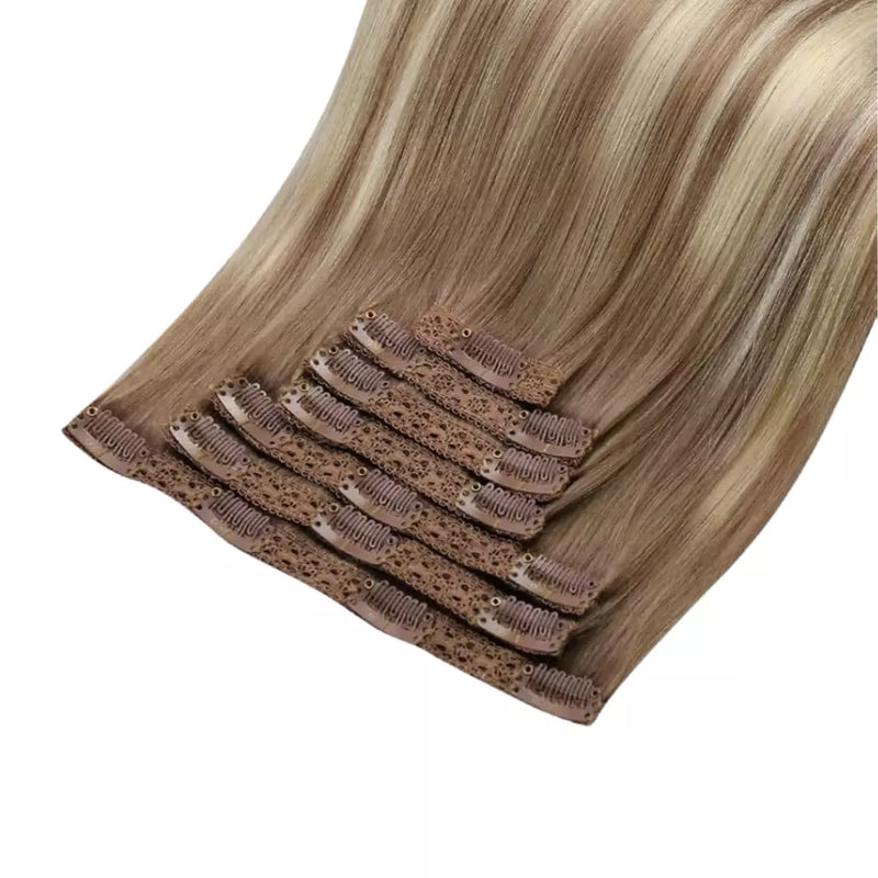 Load image into Gallery viewer, best clip in hair extensions 16 inches hair human hair clip in hair 22 inch hair 7 pcs 105g clip in natural extensions no shedding
