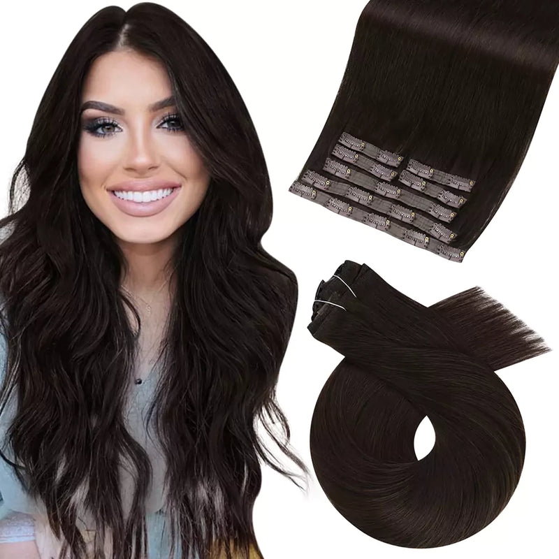 clip in invisible virgin hair extensions darkest brown