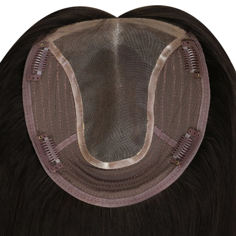 clip in topper hair extensions darkest brown