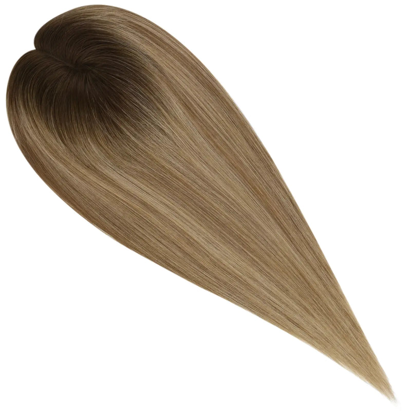 Load image into Gallery viewer, crown hair topper women hair topper real hair topper balayage brown color hair crown hair topper for thinning crown hair loss hairstyles for thinning hair on crown hair toppers hair toppers for women human hair toppers for women
