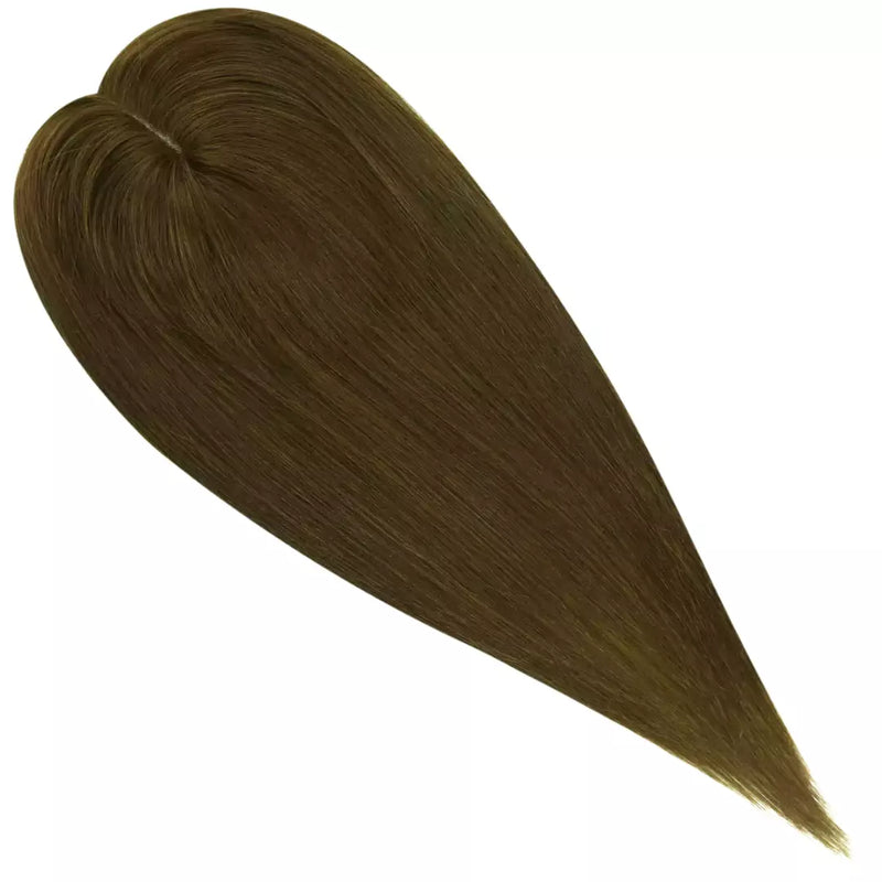 Load image into Gallery viewer, dark brown hair topper large base human hair topper 6*7inch base virgin topper short hair toppers natural hair toppers for thinning hair crown hair toppers for thin hair women hair toppers human hair hair toppers for women best human hair toppers
