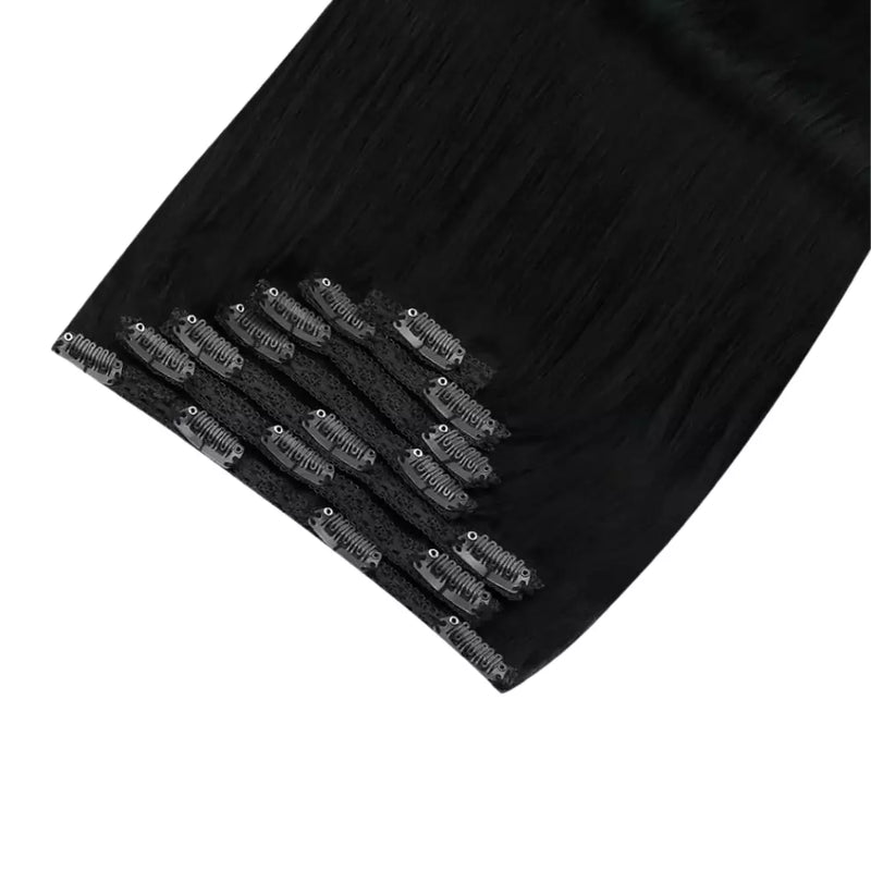 Load image into Gallery viewer, convenient clip-in hair extensions moresoo clip in extension black hair straight remy human hair
