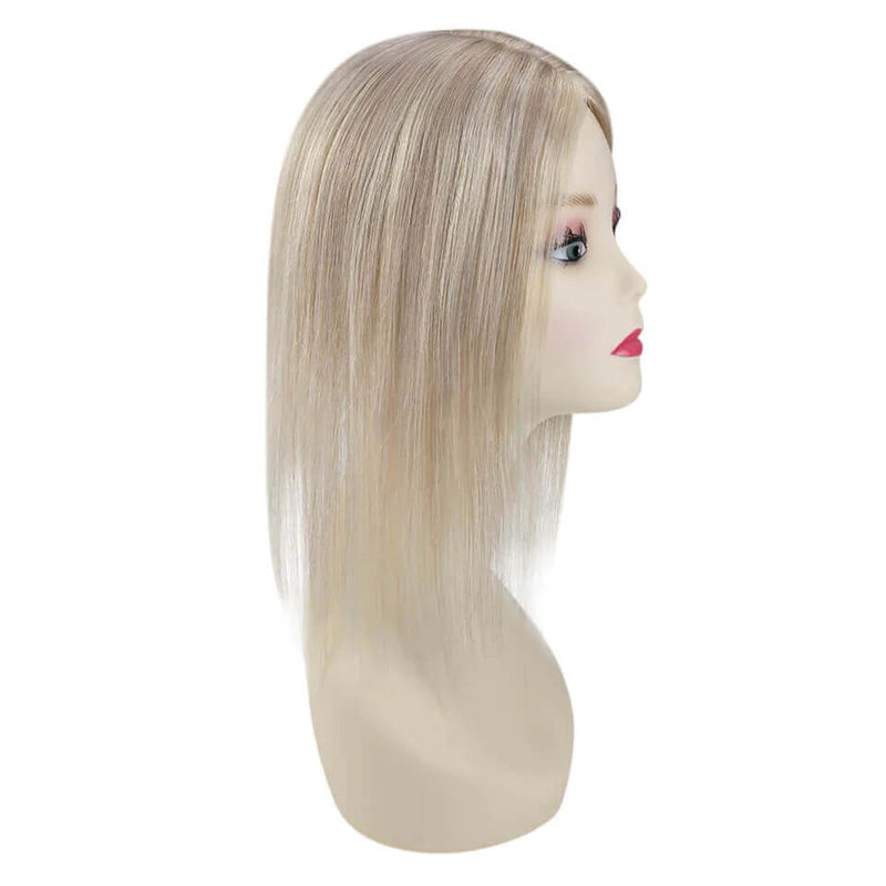 Load image into Gallery viewer, Real hair piece with blonde highlights for  thinning women, female hair topper for thinning crown, best hair topper
