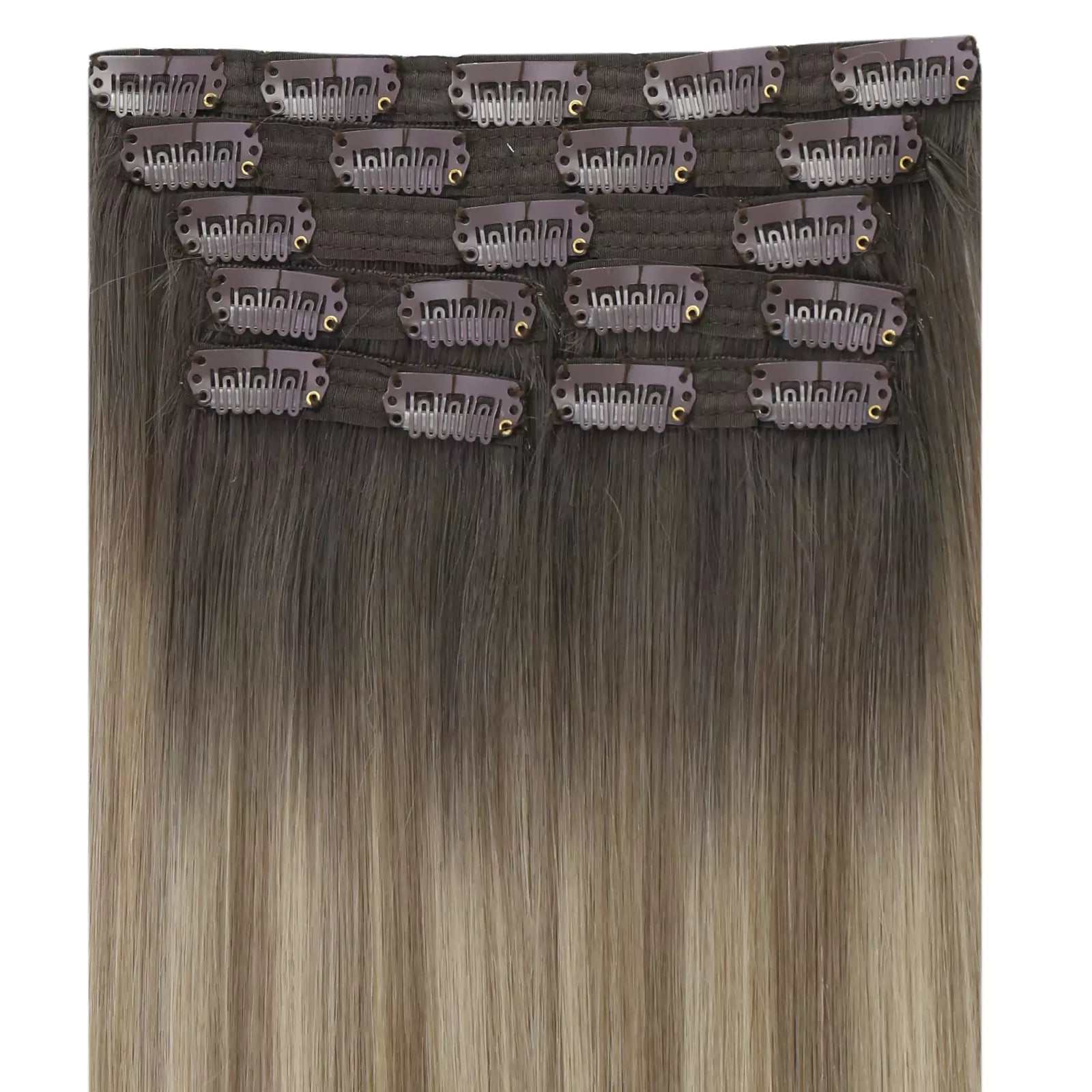 full head clip in virgin hair extensions balayage color