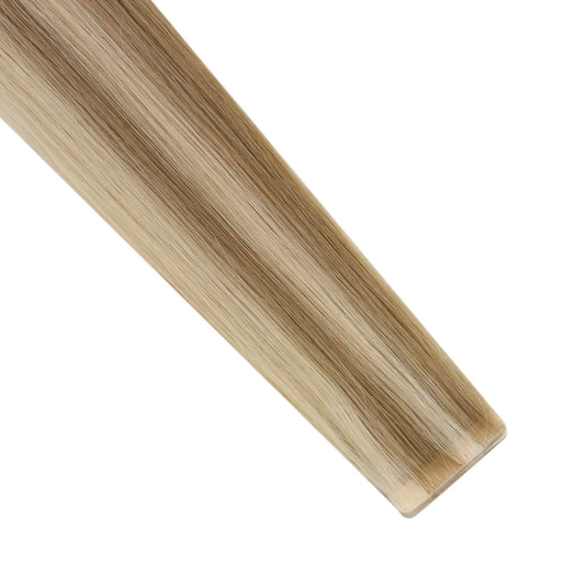 tape hair extensions,human hair extensions, 18 inch hair extensions,best hair extensions,injection tape,seamless tape hair,16-inch blonde highlights tape in, smooth blonde highlights extensions, invisible tape in blonde highlights