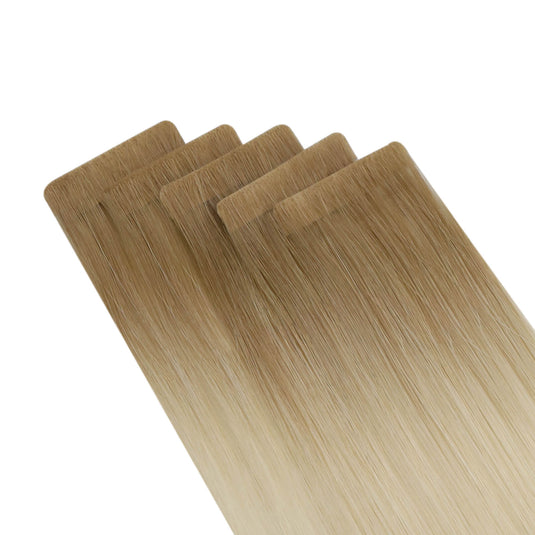 seamless tape in hair, tape in hair extensions, 18-inch tape-ins, seamless tape ins, virgin human hair extensions