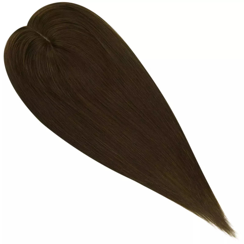 Load image into Gallery viewer, human hair brown topper for women large base 6*7inch base virgin topper for thinning hair crown
