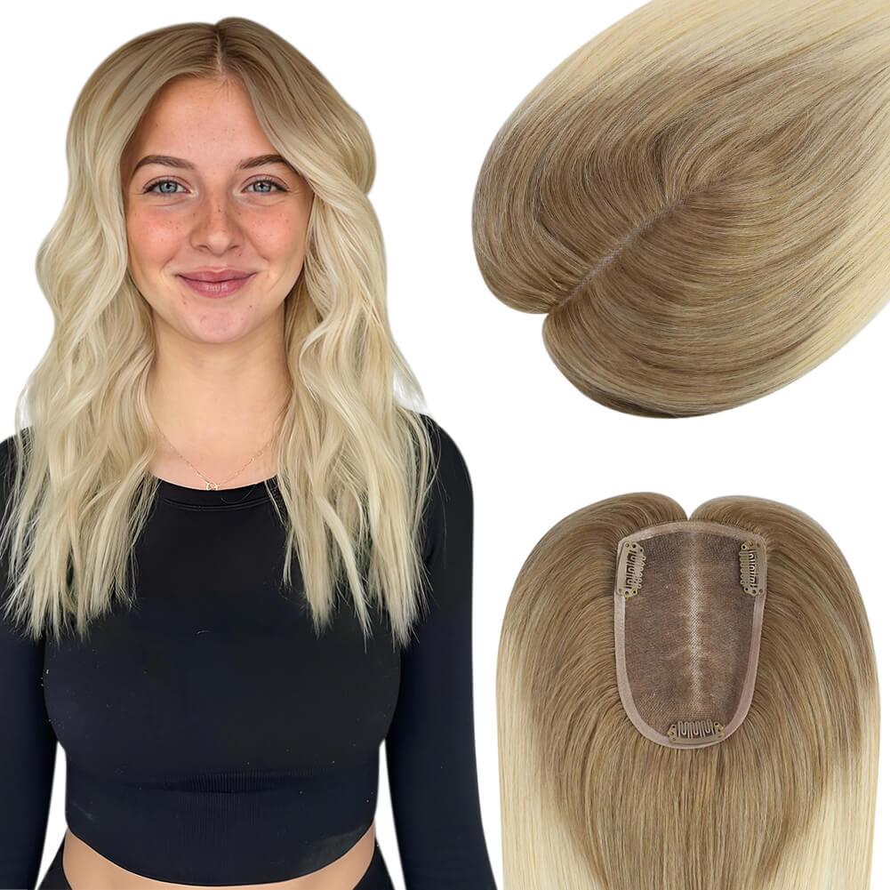 hair topper for women brown to blonde