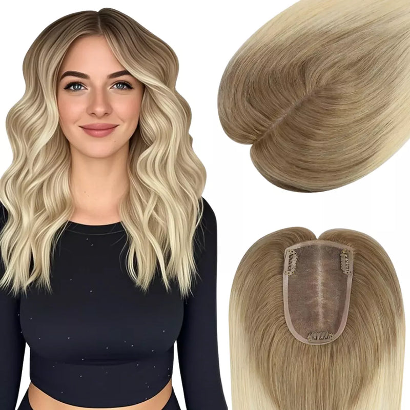 Load image into Gallery viewer, hair topper for women brown to blonde
