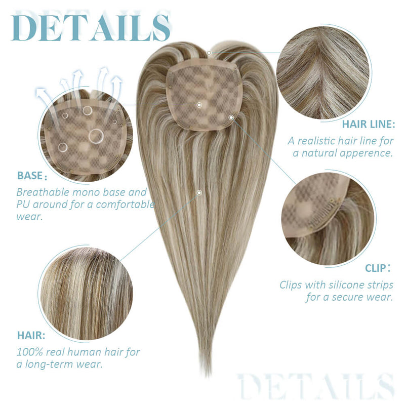 Load image into Gallery viewer, hair topper human hair highlight brown with blonde
