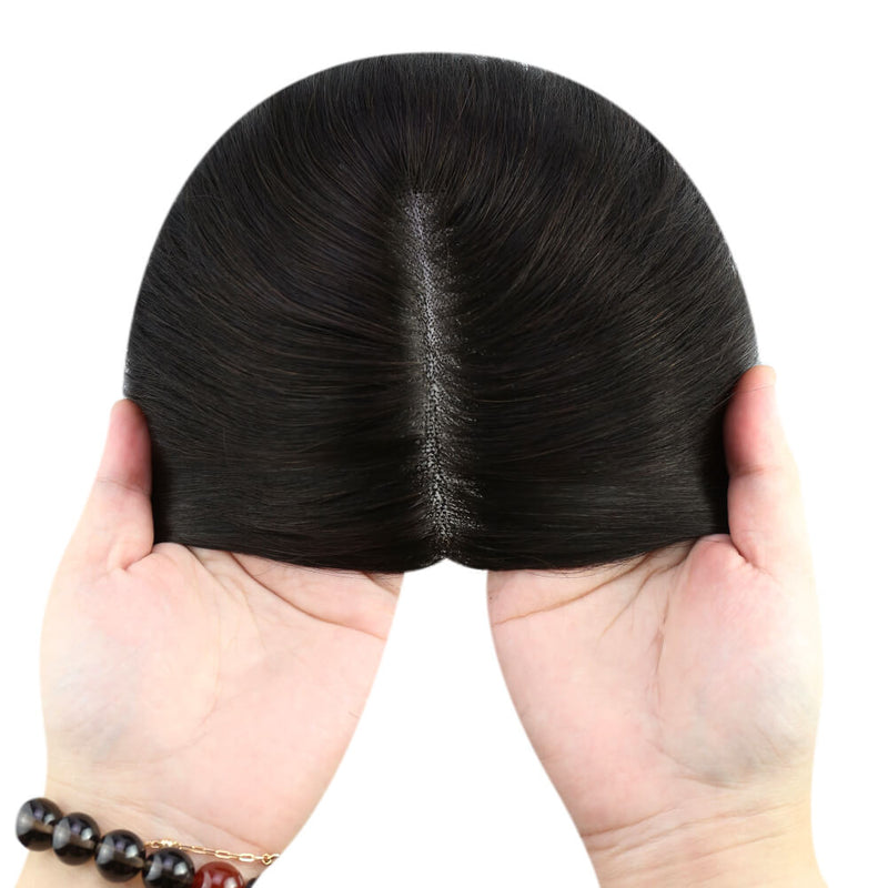 human hair topper natural black