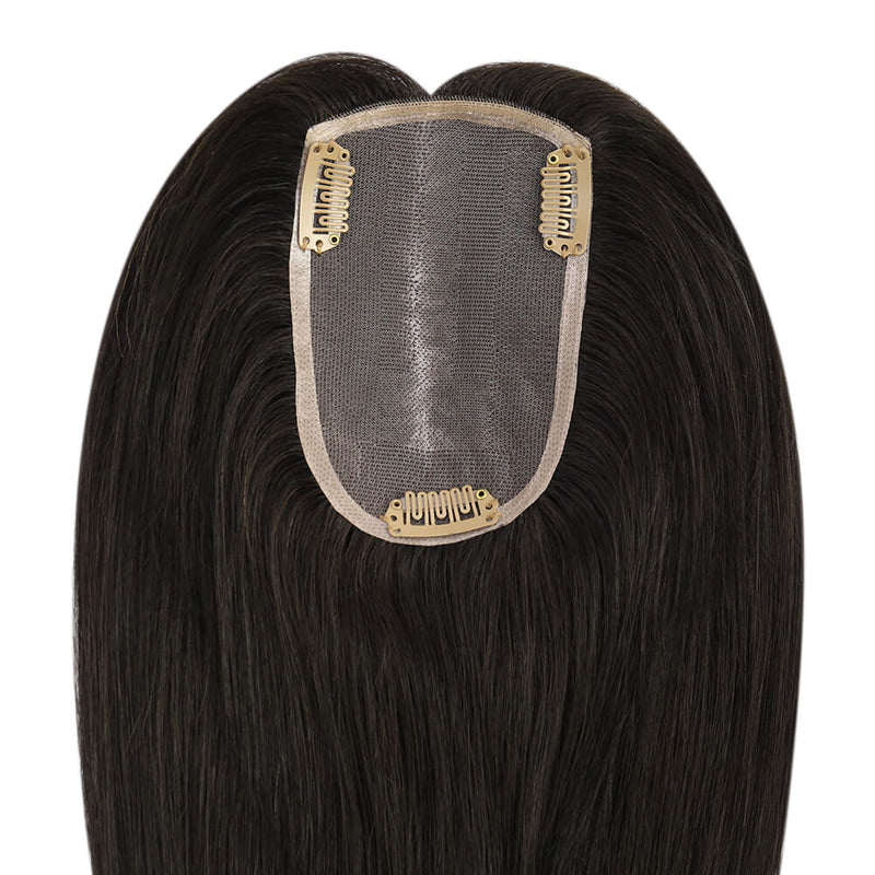 hair topper real human hair black