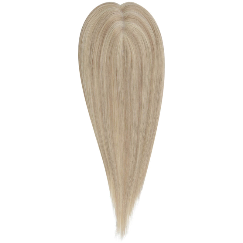 Mono base hair topper straight hair blonde