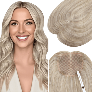 hair topper for women highlight ash blonde mixed platinum blonde real human hair