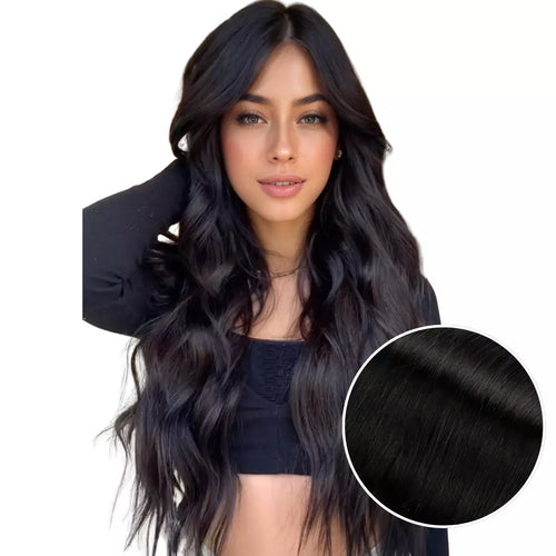 100% Handmade Human Hair Clip In Extensions 7 Pieces 16 Inch Straight Human Hair Clip In Extensions for Women