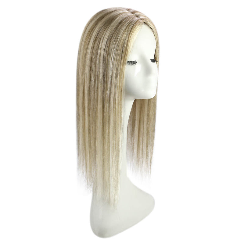 Load image into Gallery viewer, Human hair topper with breathable mono base in color 8P60, easy to wear, perfect for thinning crown coverage
