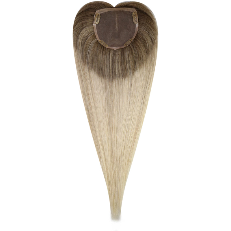 Load image into Gallery viewer, Blonde topper hairpiece for women, adds volume and covers thinning crown with real human hair
