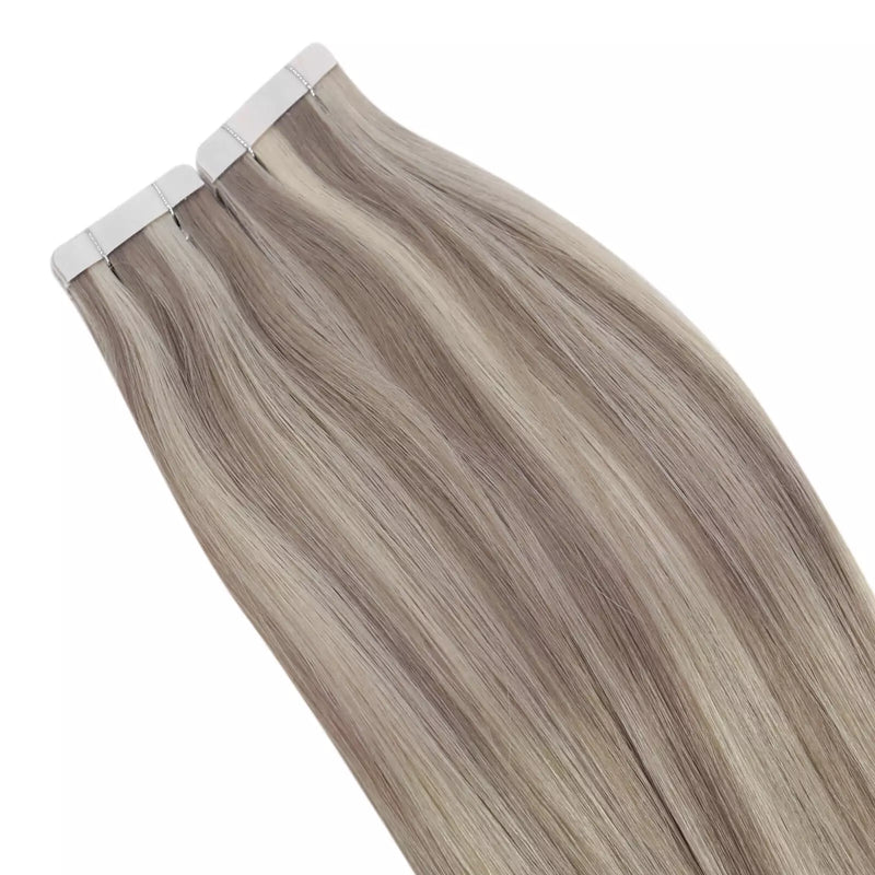 Load image into Gallery viewer, real human hair extension pure blonde hair
virgin straight white blonde hair extension tape ins human great quality and soft
long tape hair extensions permanent hair extensions best hair extensions for fine hair

