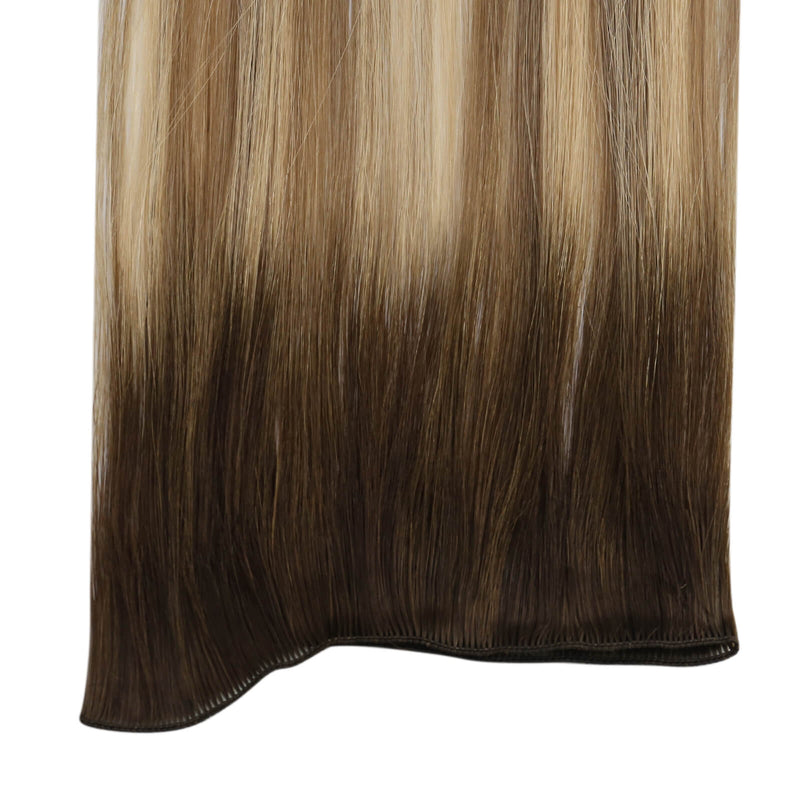 Load image into Gallery viewer, hand-tied hair extensions,human hair extensions,moresoo hair,balayage brown hair extensions

