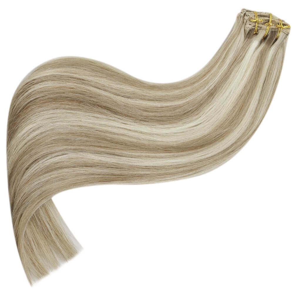 straight clip in extension blonde hair