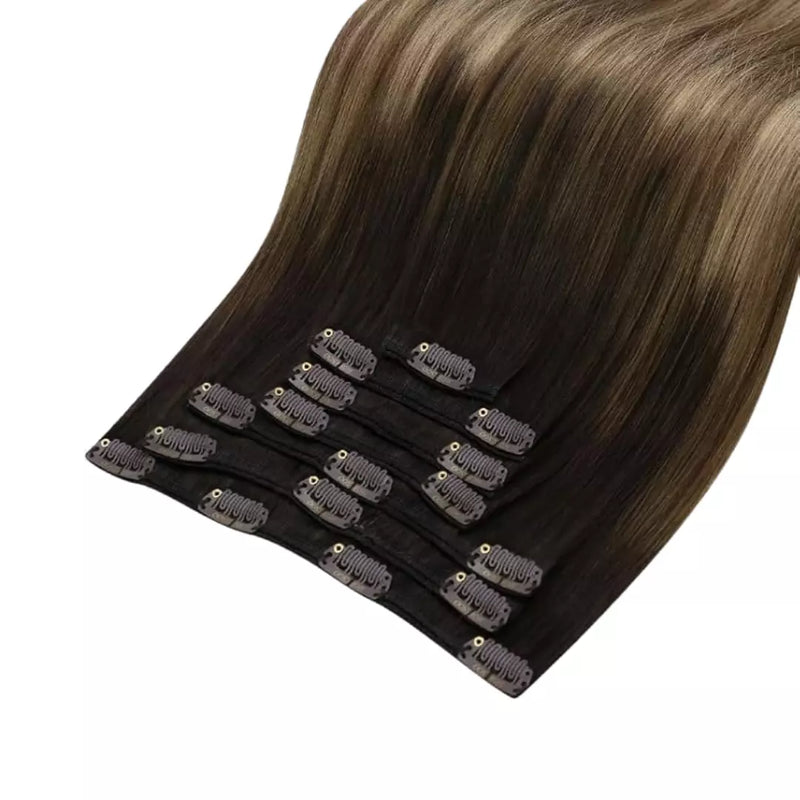 Load image into Gallery viewer, human hair clip in human hair extensions Lightweight and comfortable clip in hair extensions
