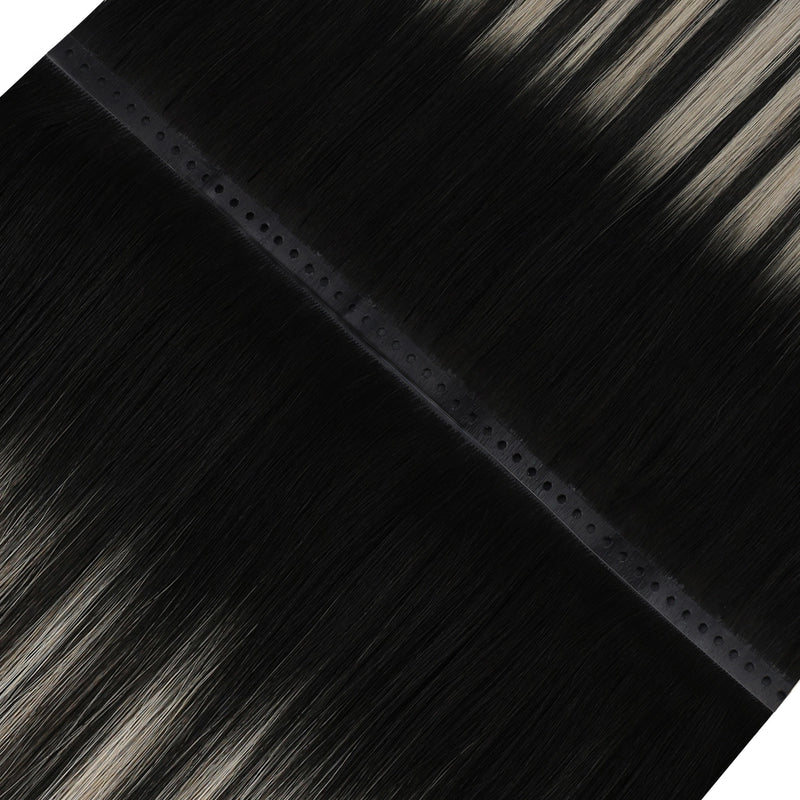 Load image into Gallery viewer, Close-up of silver highlight hair extensions with a clear background
