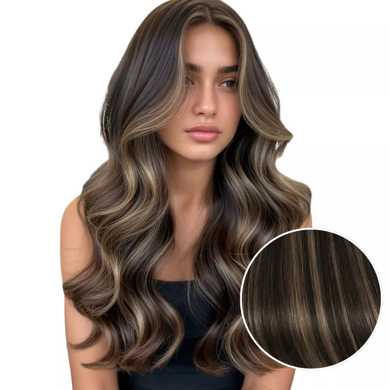 Load image into Gallery viewer, 100% Handmade Human Hair Clip In Extensions 7 Pieces 16 Inch Straight Human Hair Clip In Extensions for Women
