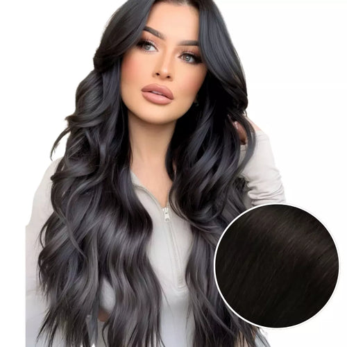 100% Handmade Human Hair Clip In Extensions 7 Pieces 16 Inch Straight Human Hair Clip In Extensions for Women