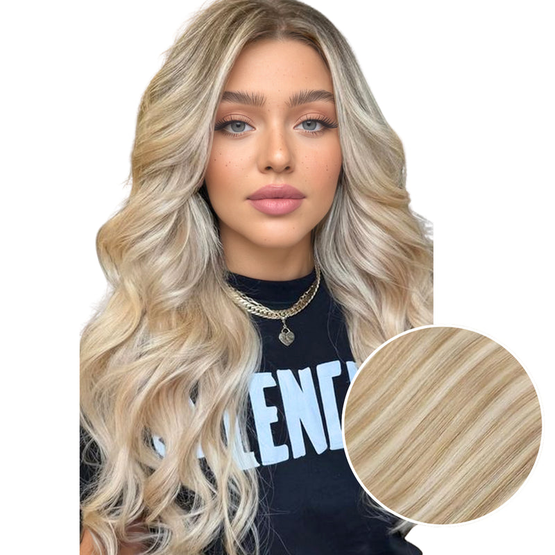 Load image into Gallery viewer, 100% Handmade Human Hair Clip In Extensions 7 Pieces 16 Inch Straight Human Hair Clip In Extensions for Women
