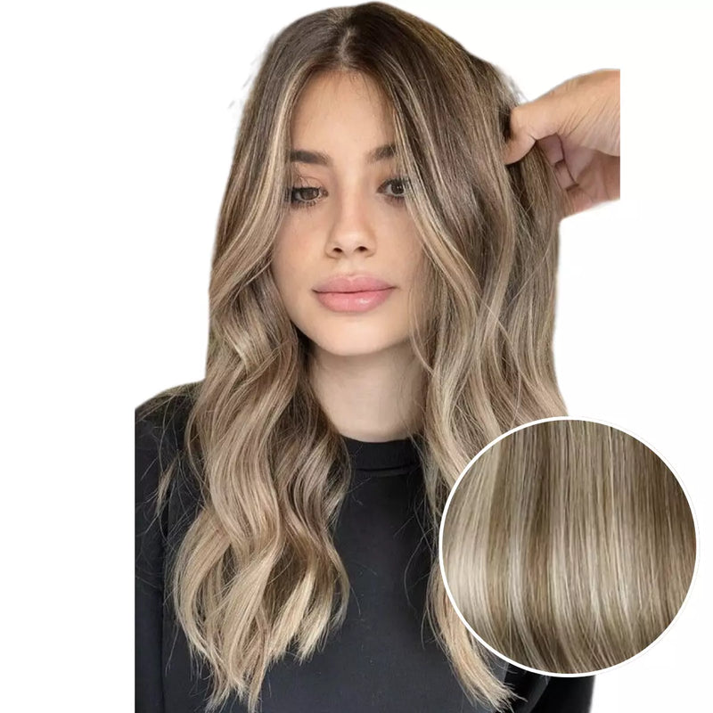 Load image into Gallery viewer, 100% Handmade Human Hair Clip In Extensions 7 Pieces 16 Inch Straight Human Hair Clip In Extensions for Women
