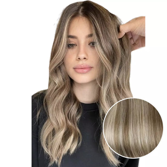 100% Handmade Human Hair Clip In Extensions 7 Pieces 16 Inch Straight Human Hair Clip In Extensions for Women